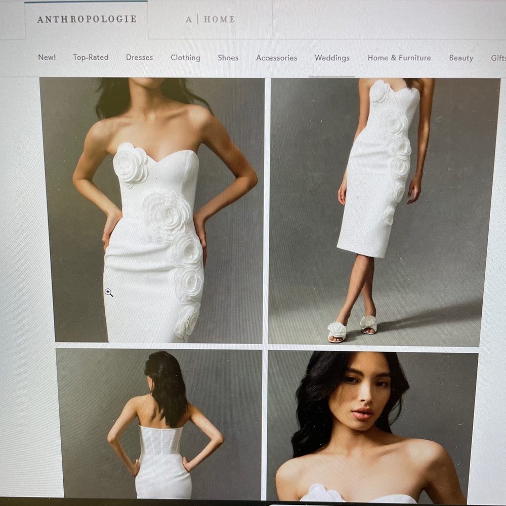 Anthropologie Kaia Strapless Midi Dress with Floral Detail